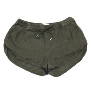 Aritzia Community Linen Blend High Rise Shorts Size Medium Olive Green